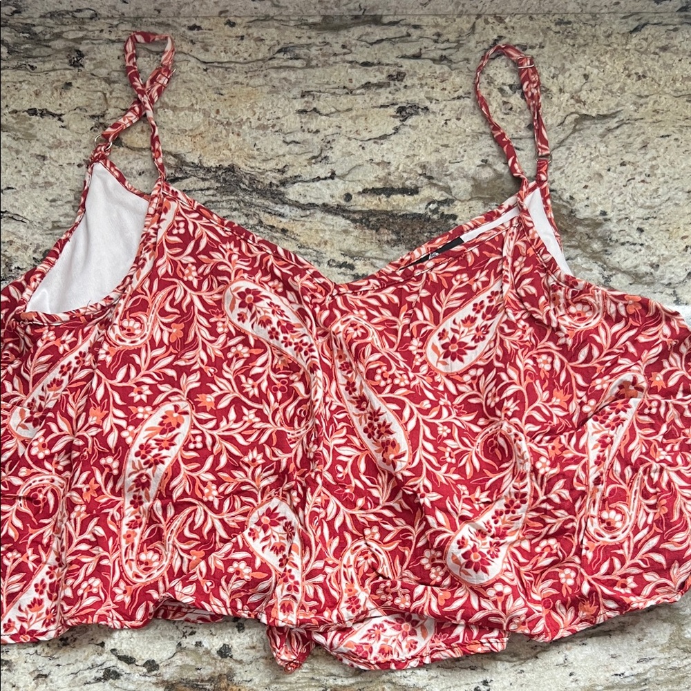 Angie Red and White Paisley Camisole